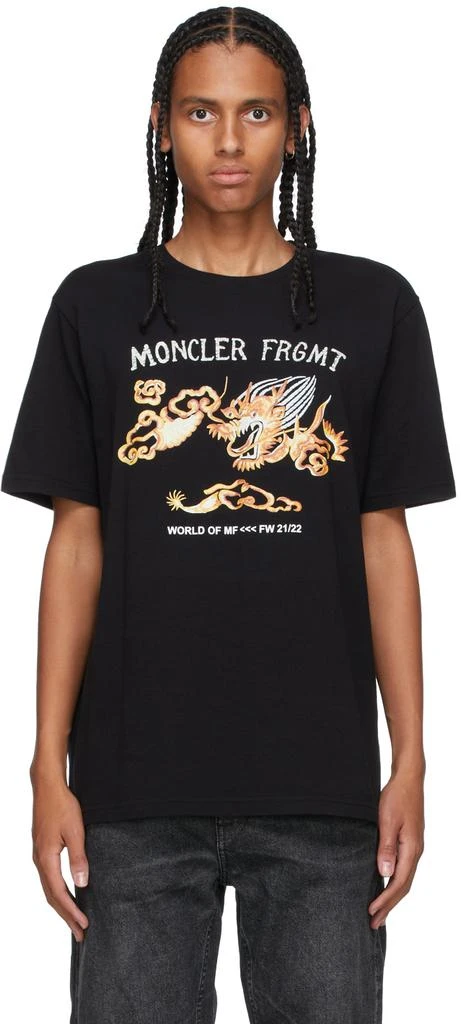 商品Moncler|黑色 7 Moncler FRGMT Hiroshi Fujiwara 系列 Dragon Graphic T 恤,价格¥3353,第1张图片