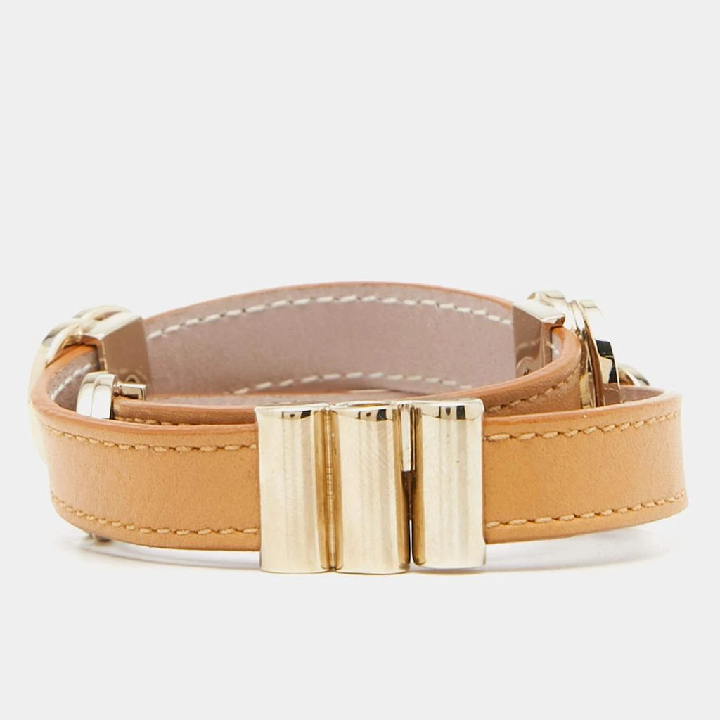 商品[二手商品] BVLGARI|Bvlgari Tan Leather Gold Tone Double Coiled Wrap Bracelet,价格¥1157,第4张图片详细描述