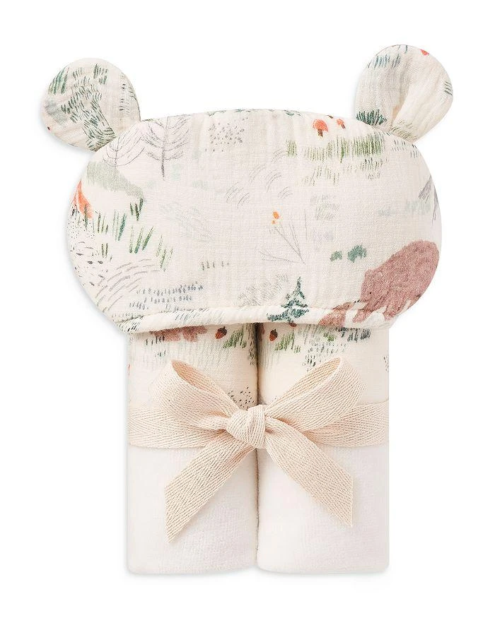 商品Elegant Baby|Unisex Organic Print Bear Hooded Wrap Towel - Baby,价格¥328,第1张图片