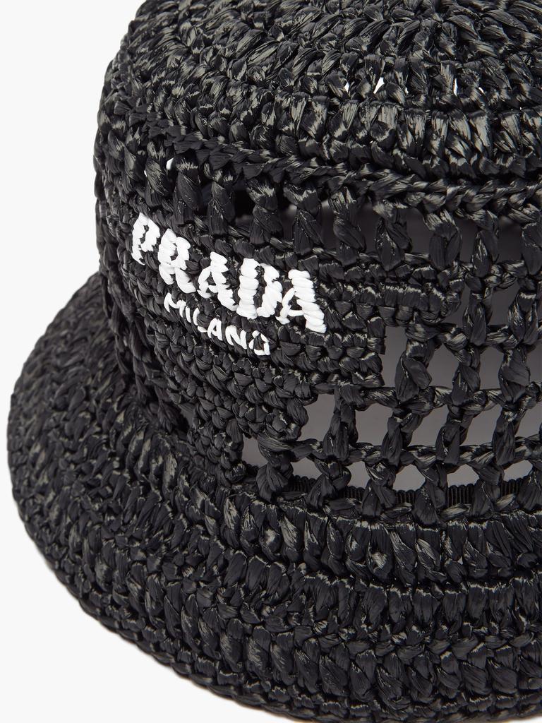 商品Prada|Logo-embroidered faux-raffia bucket hat,价格¥4302,第4张图片详细描述