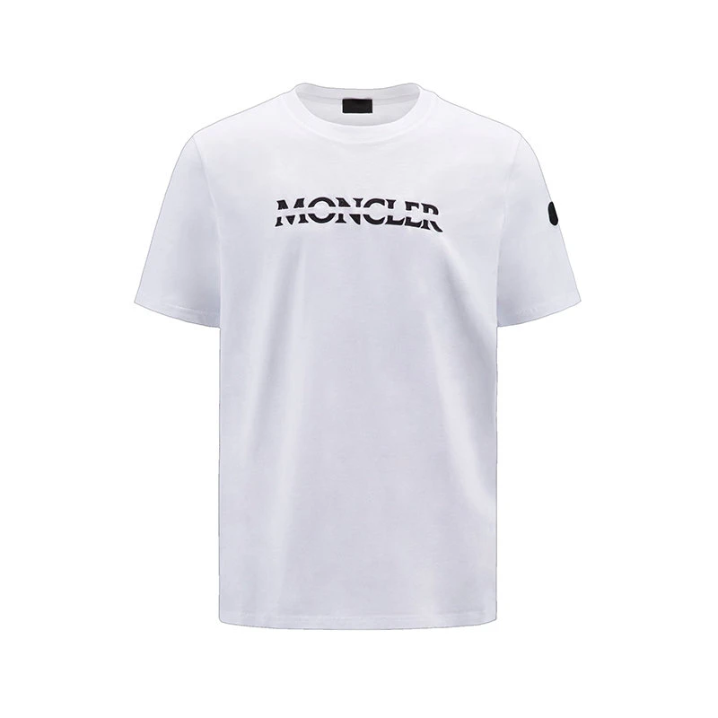 商品Moncler|【预售3-7天】Moncler/蒙克莱 22年秋冬新款 男士光学白色纯棉硅胶标志短袖T恤H20918C00008829H8001,价格¥1992,第1张图片