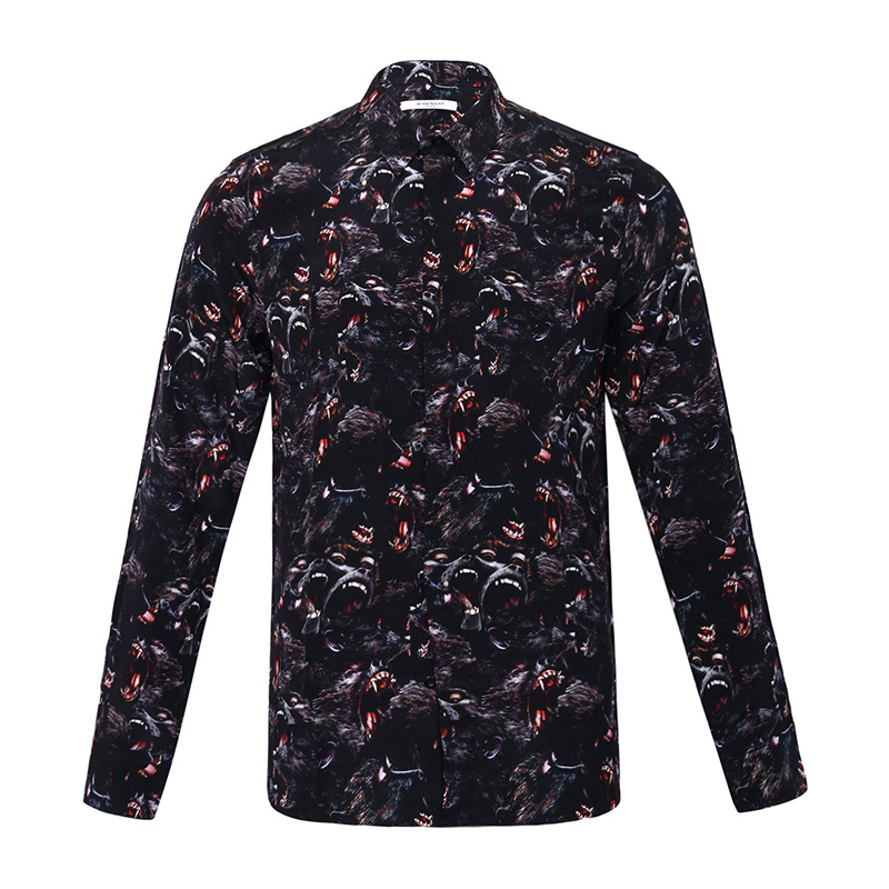 Givenchy 纪梵希 黑色印花男士丝质衬衫 RC95A-Z222-001商品第1张图片规格展示