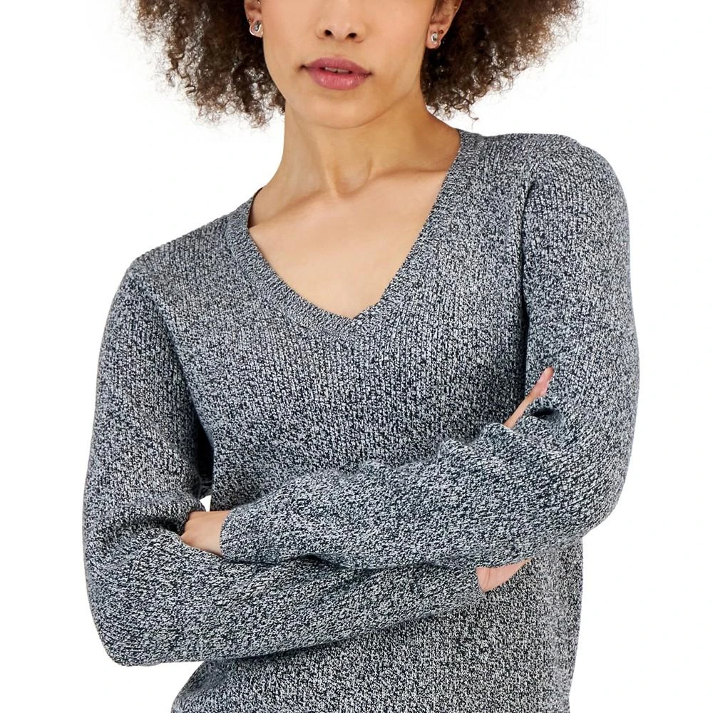 商品Karen Scott|Women's V-Neck Ribbed Sweater, Created for Macy's,价格¥65,第3张图片详细描述