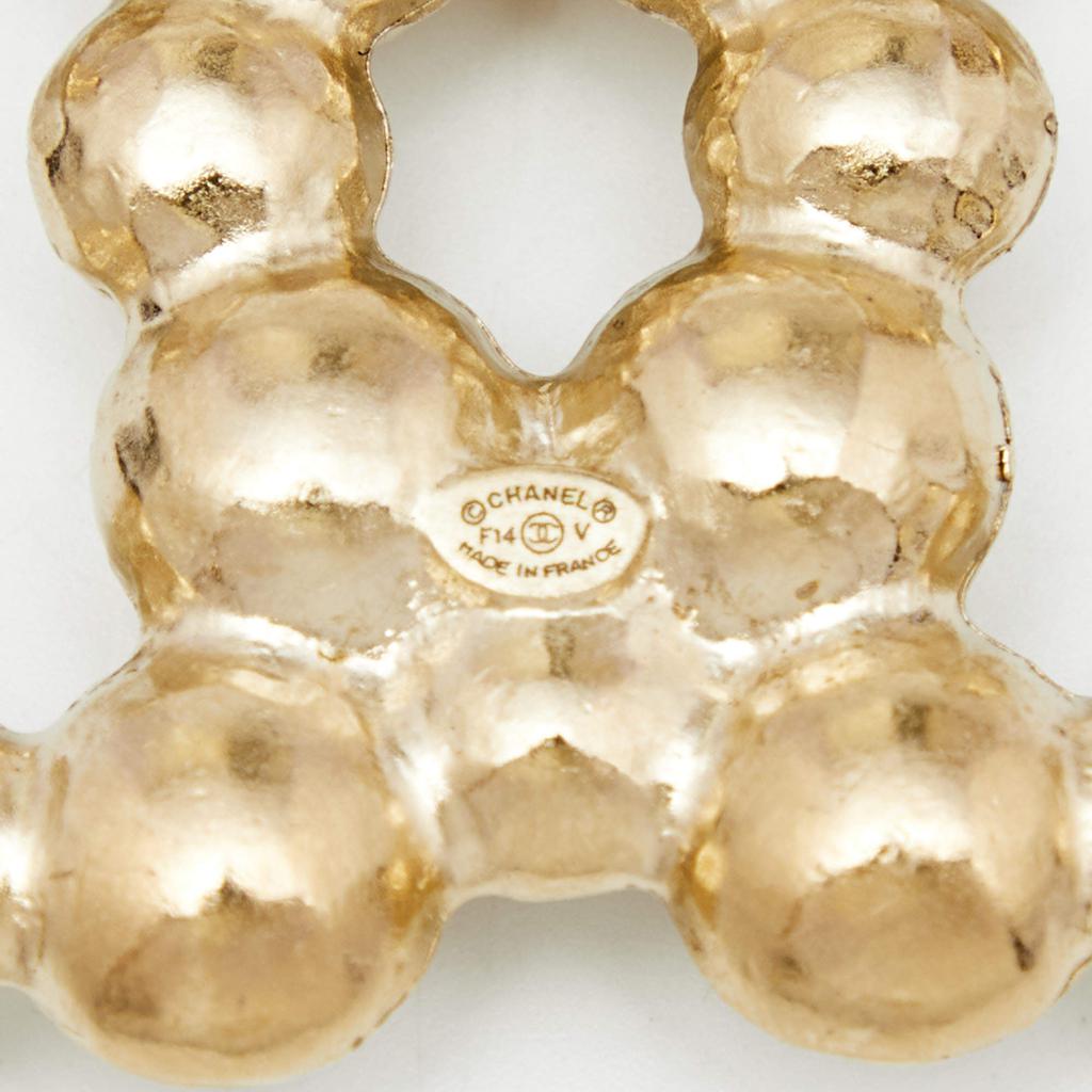 Chanel CC Faux Pearl Gold Tone Brooch商品第3张图片规格展示