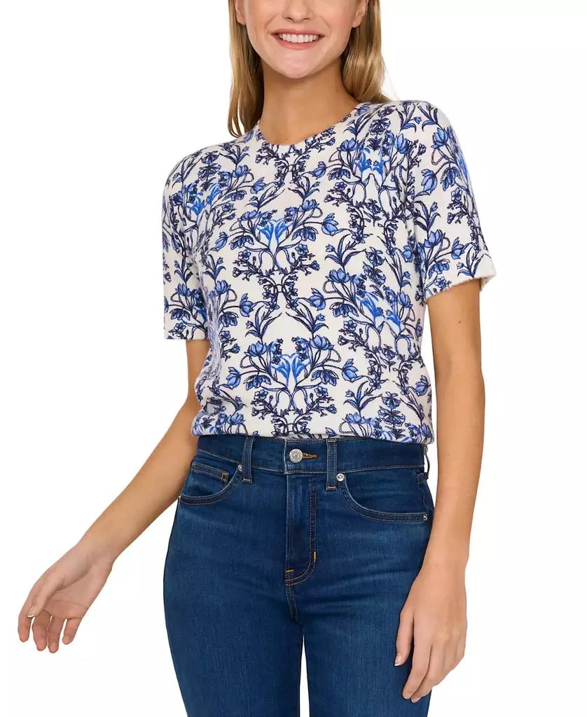 商品CeCe|Women's Short-Sleeve Printed Crewneck Sweater,价格¥264,第1张图片