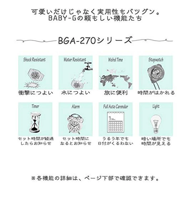 商品Casio|日本直购CASIO卡西欧Baby-G女士蓝白电子手表BGA-270AQ-2AJR,价格¥1732,第6张图片详细描述