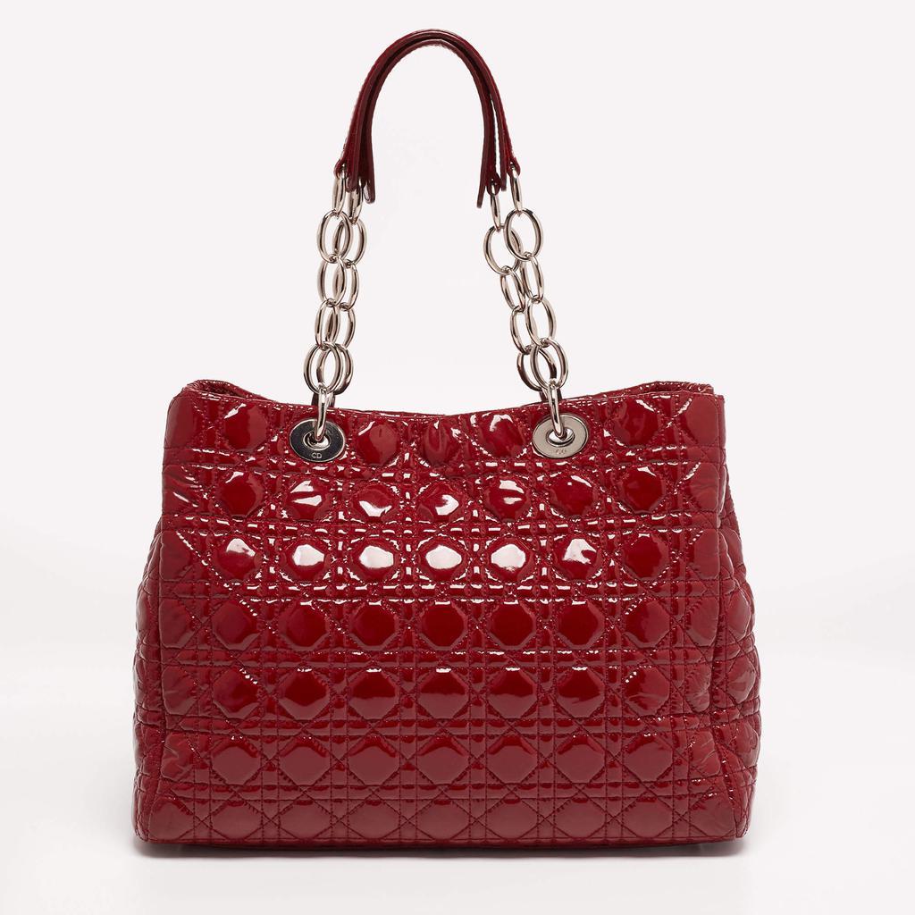 商品[二手商品] Dior|Dior Red Cannage Quilted Patent Leather Large Dior Soft Shopper Tote,价格¥11364,第6张图片详细描述