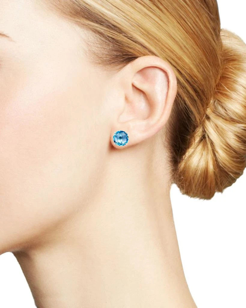 Blue Topaz Briolette Stud Earrings in 14K White Gold 商品