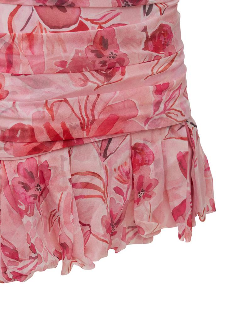 Roses Ruched Silk Crepe Mini Dress商品第5张图片规格展示