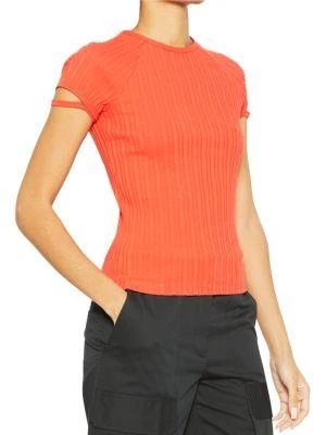 商品Helmut Lang|Rib-Knit Cotton T-Shirt,价格¥508,第3张图片详细描述