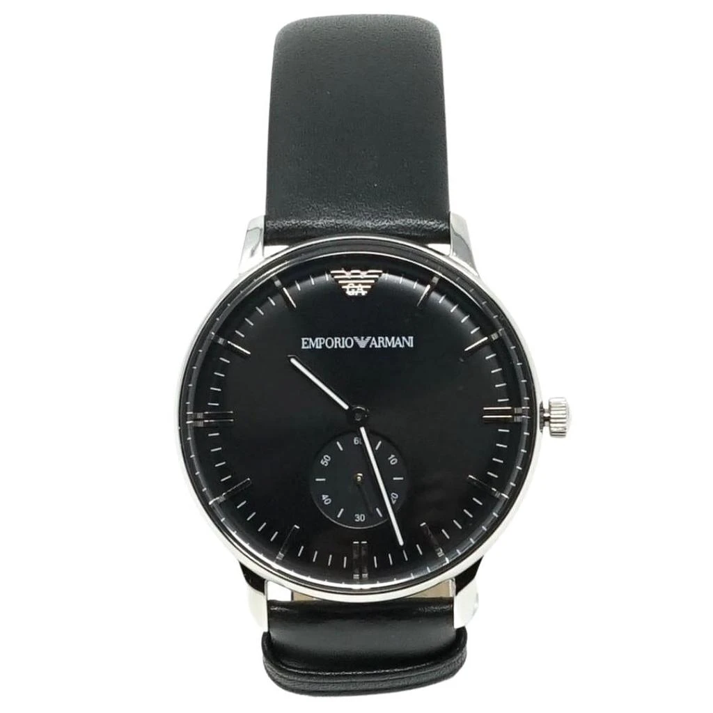 商品Emporio Armani|Emporio ArmaniTwo Hand Black Leather Strap Watch,价格¥1365,第1张图片