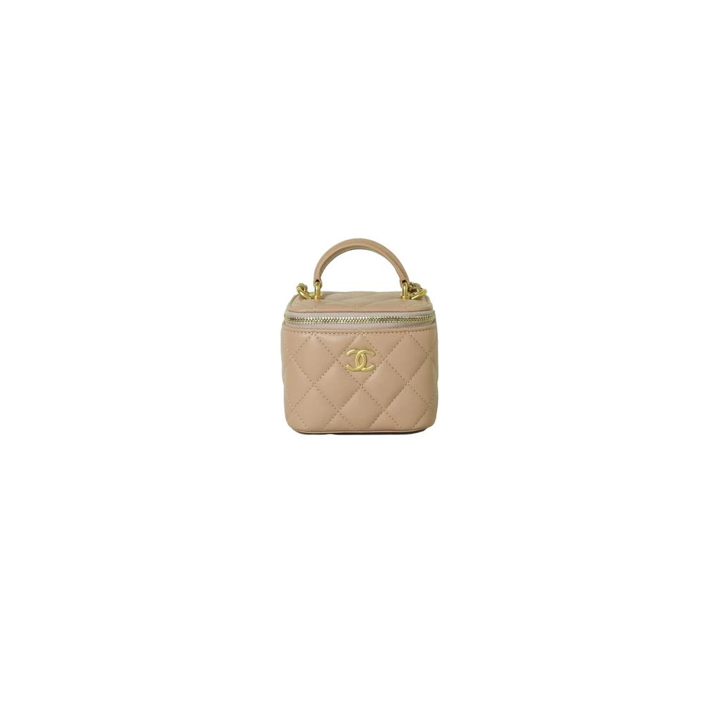 商品Chanel|Chanel Small Vanity With Chain Lambskin Gold-Tone Metal Beige,价格¥22991,第1张图片