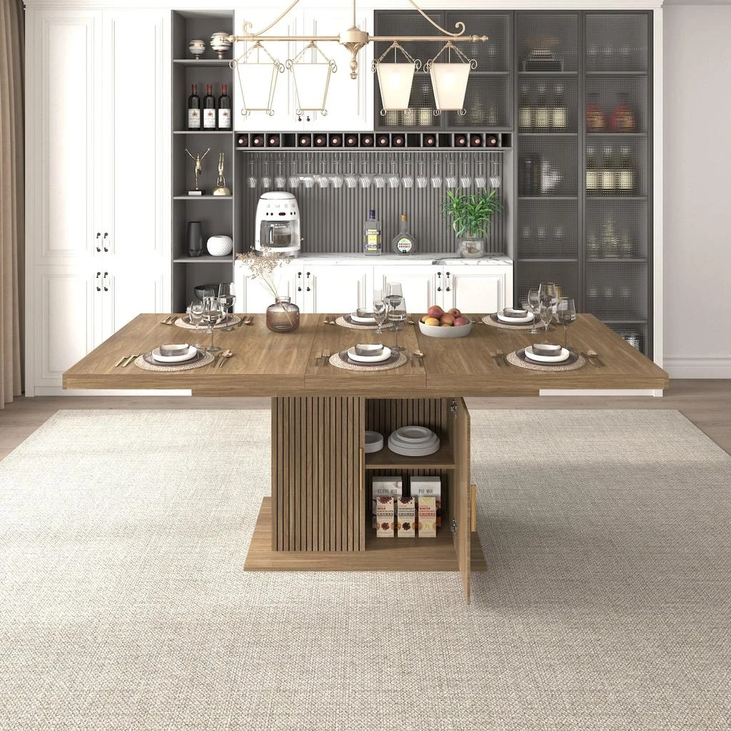 商品Streamdale Furniture|Streamdale Expandable Dining Table with Storage, Seats 6-10,价格¥3180,第3张图片详细描述