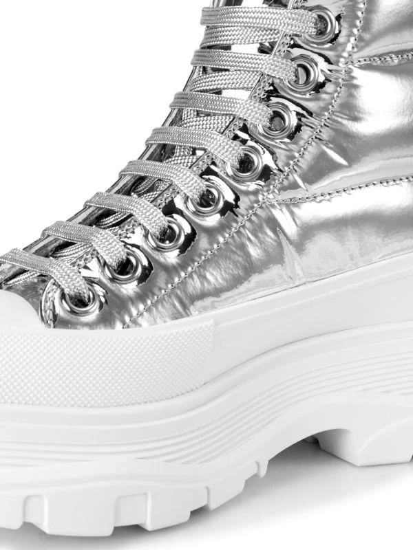 Puffer Tread Slick Metallic Leather Ankle Boots 商品