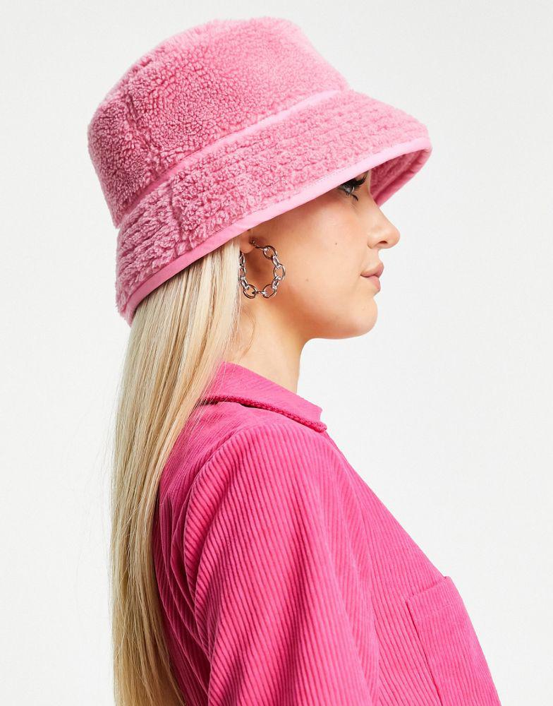 Topshop fleece bucket hat in pink商品第3张图片规格展示