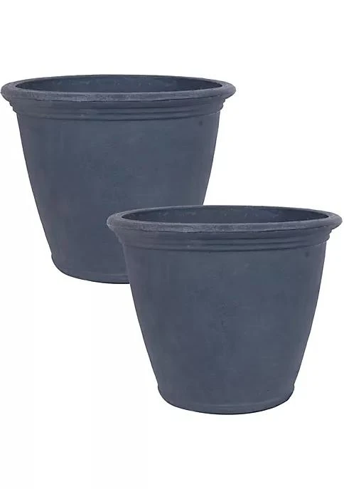 商品Sunnydaze Decor|Decor 24 In Anjelica Unbreakable Polyresin Planter   Slate   Set Of 2,价格¥1417,第2张图片详细描述