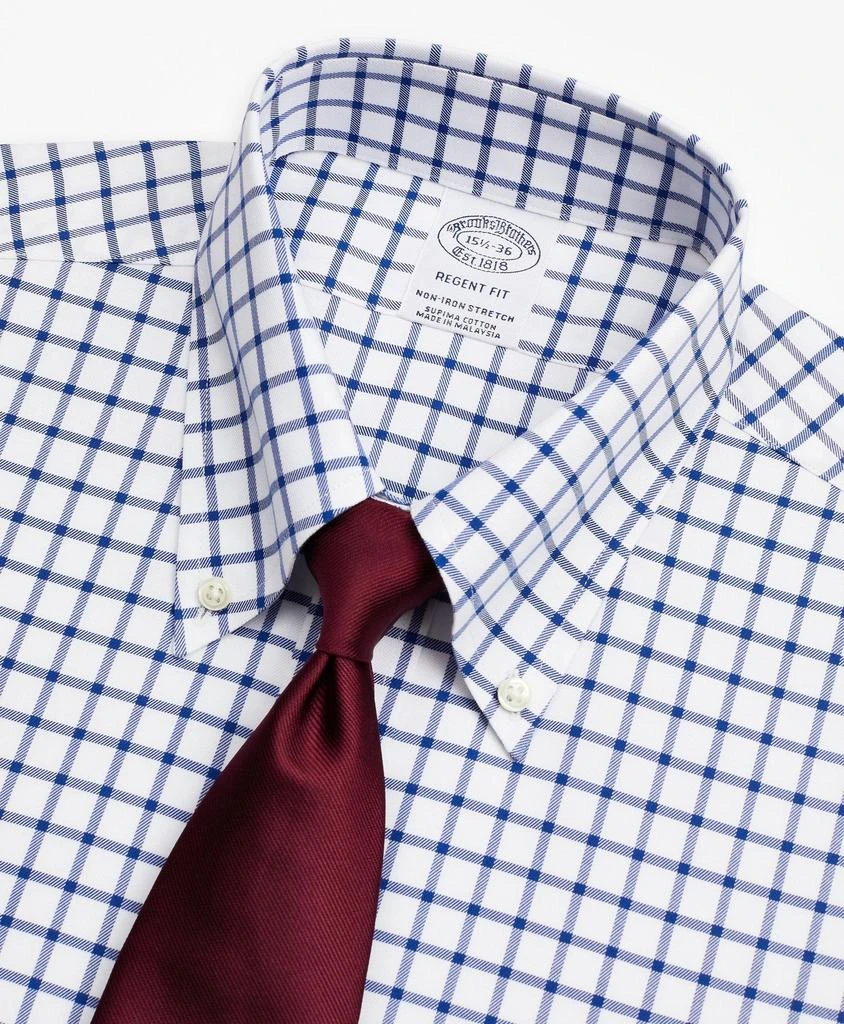 商品Brooks Brothers|Stretch Regent Regular-Fit Dress Shirt, Non-Iron Twill Button-Down Collar Grid Check,价格¥521,第2张图片详细描述