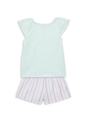 商品Calvin Klein|Little Girl’s 2-Piece Logo Tee & Striped Shorts Set,价格¥81,第2张图片详细描述