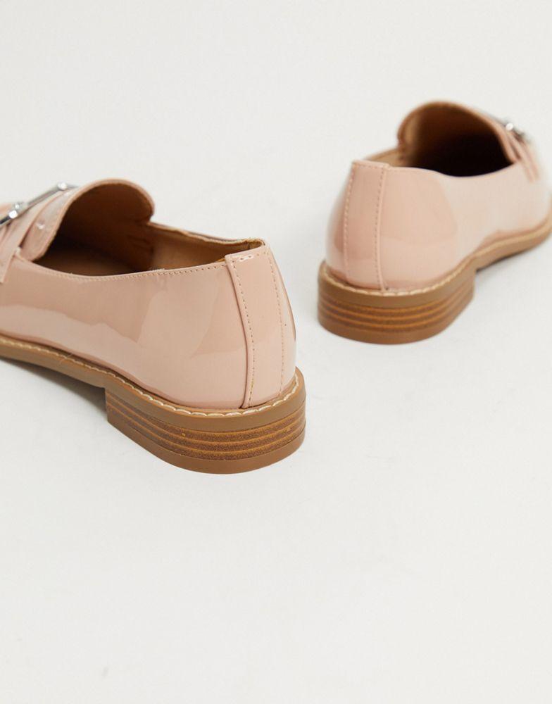 ASOS DESIGN Wide Fit Vapor snaffle loafer in beige patent商品第4张图片规格展示