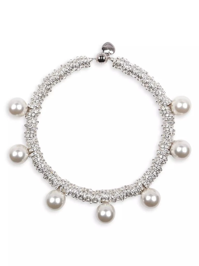 商品Julietta|Gaia Silvertone, Crystal & Faux Pearl Choker,价格¥2436,第1张图片