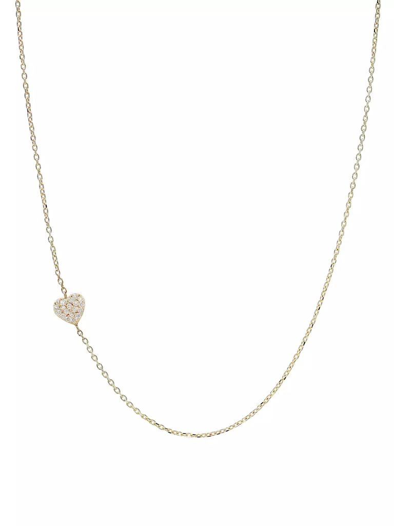 商品Anzie|Love Letter 14K Yellow Gold & 0.04 TCW Diamond Heart Charm Necklace,价格¥5620,第1张图片