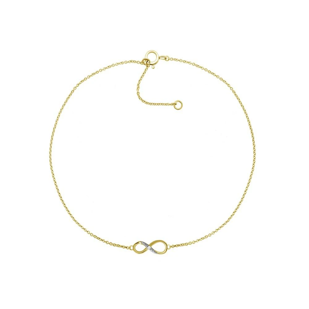 商品Macy's|Diamond Accent Infinity Anklet In 14K Gold-Plated Sterling Silver , 9" + 1" extender,价格¥287,第1张图片
