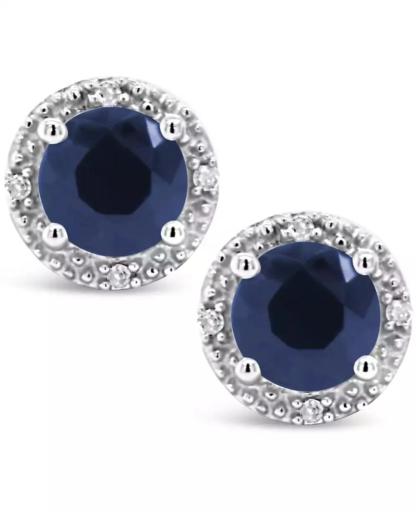 商品Macy's|Sapphire (1-1/5 ct. t.w.) and Diamond Accent Stud Earrings in Sterling Silver,价格¥4354,第3张图片详细描述