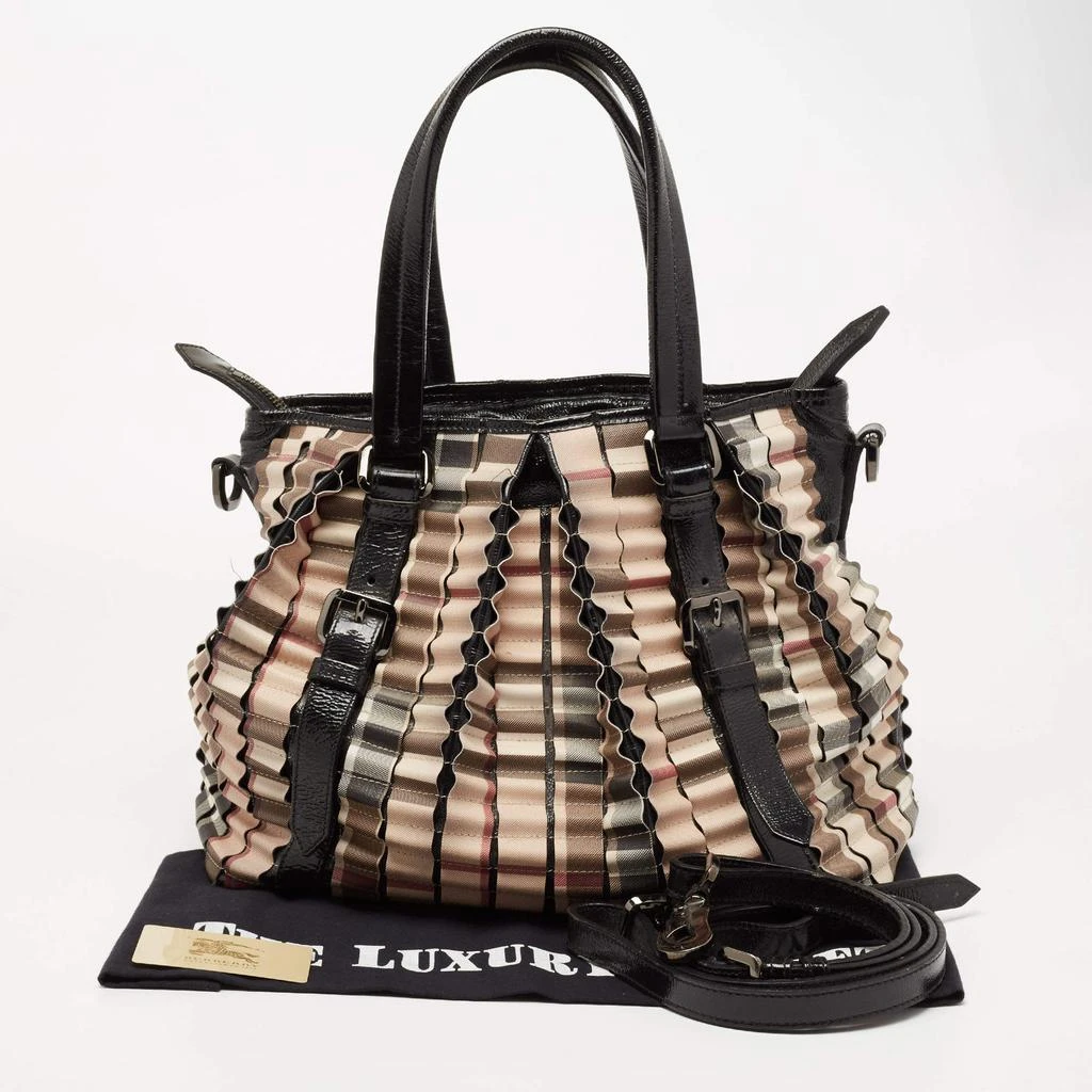 Burberry Beige/Black House Check PVC and Patent Leather Cartridge Pleat Tote 商品