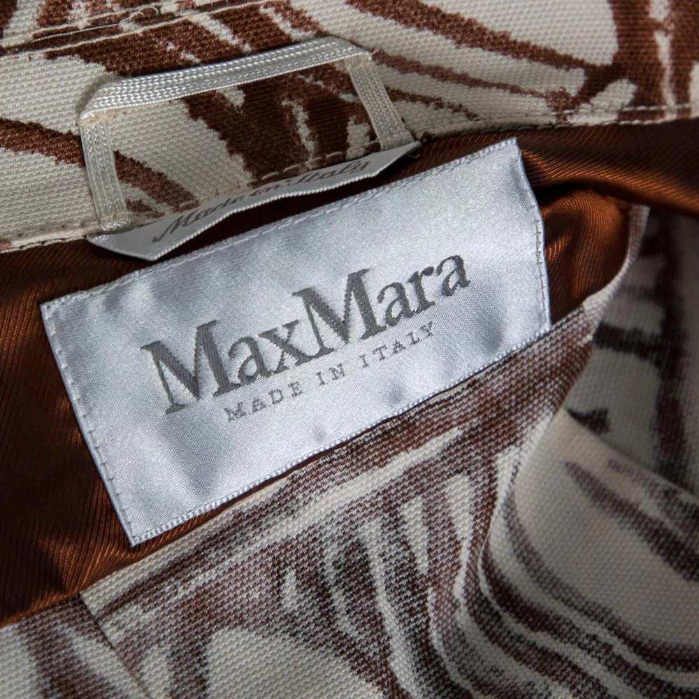 商品[二手商品] Max Mara|Max Mara White & Brown Printed Canvas Belted Coat M,价格¥1105,第5张图片详细描述