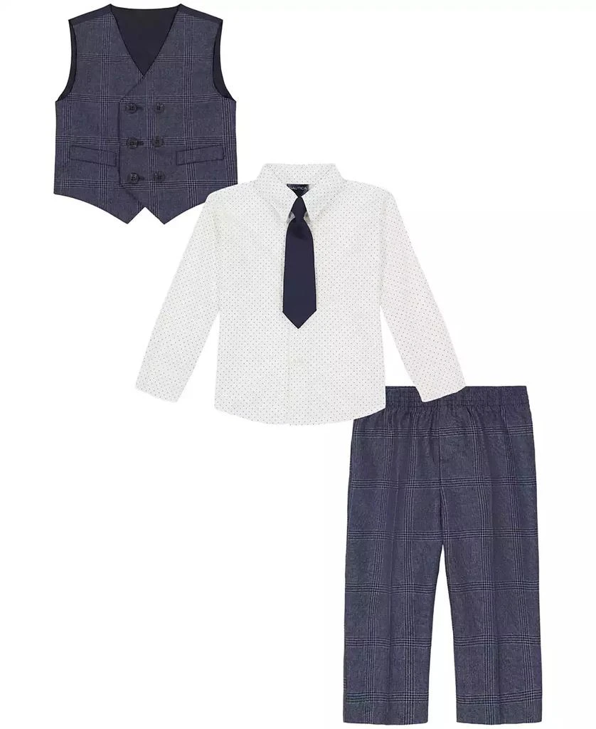 Little Boys 4-Pc. Shirt, Windowpane Vest, Pants & Neck Tie Set 商品