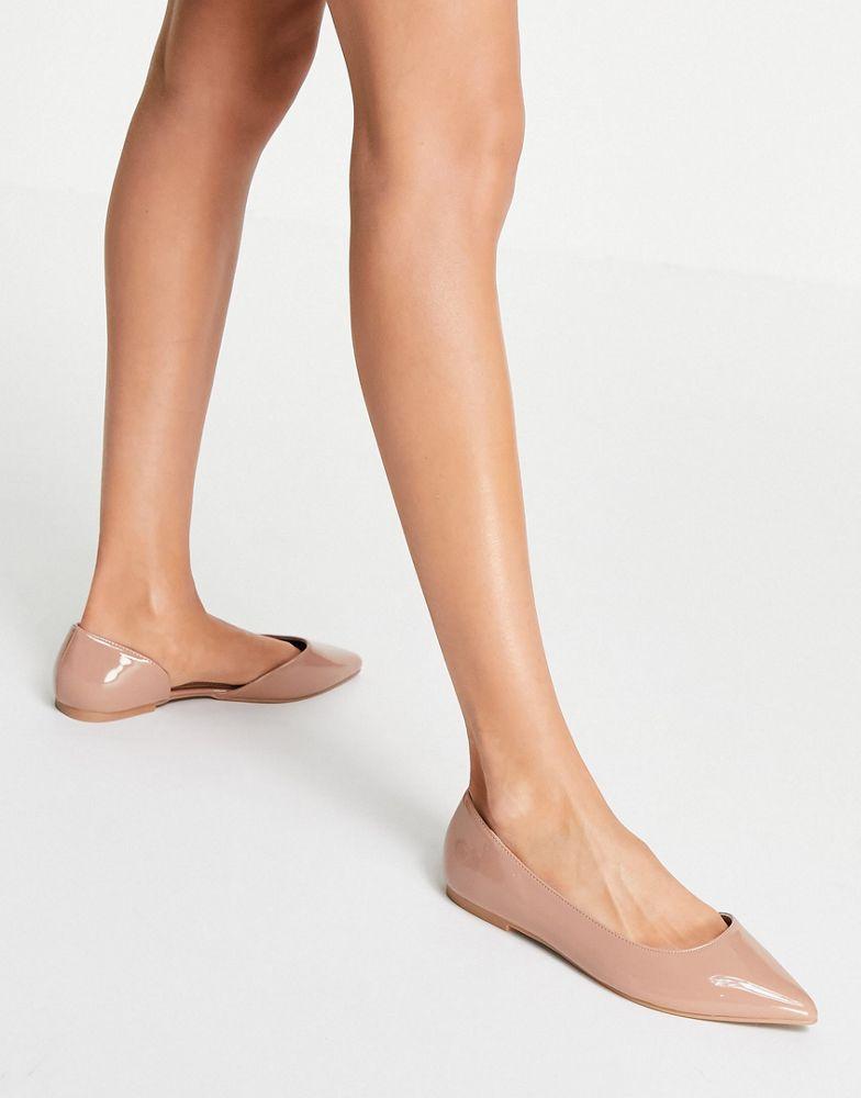 ASOS DESIGN Wide Fit Virtue d'orsay pointed ballet flats in beige patent商品第4张图片规格展示