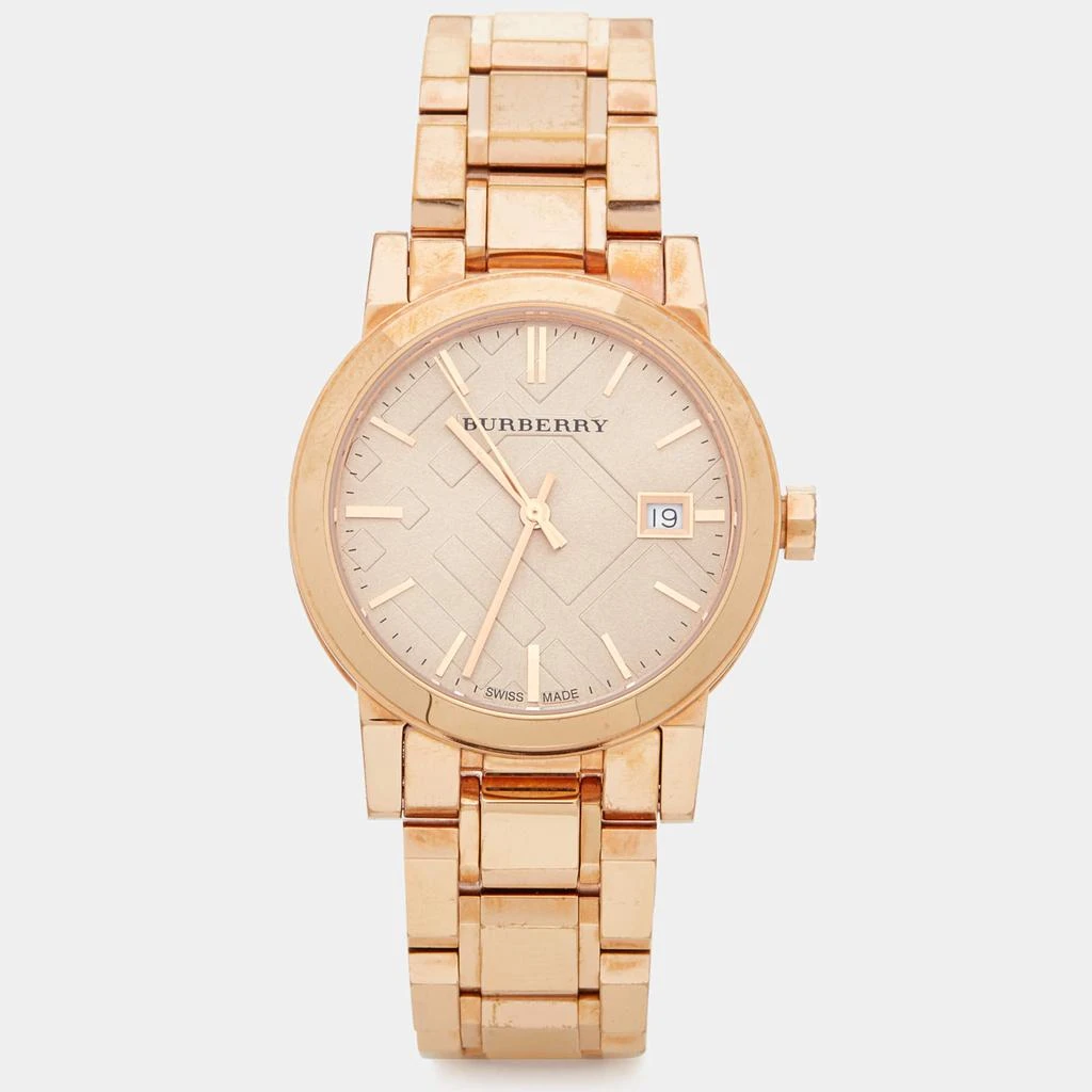 商品[二手商品] Burberry|Burberry Champagne Rose Gold Plated Stainless Steel The City BU9135 Women's Wristwatch 34 mm,价格¥2494,第1张图片