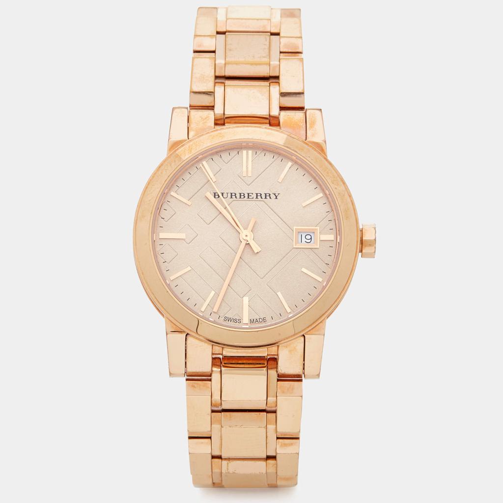 商品[二手商品] Burberry|Burberry Champagne Rose Gold Plated Stainless Steel The City BU9135 Women's Wristwatch 34 mm,价格¥2913,第1张图片