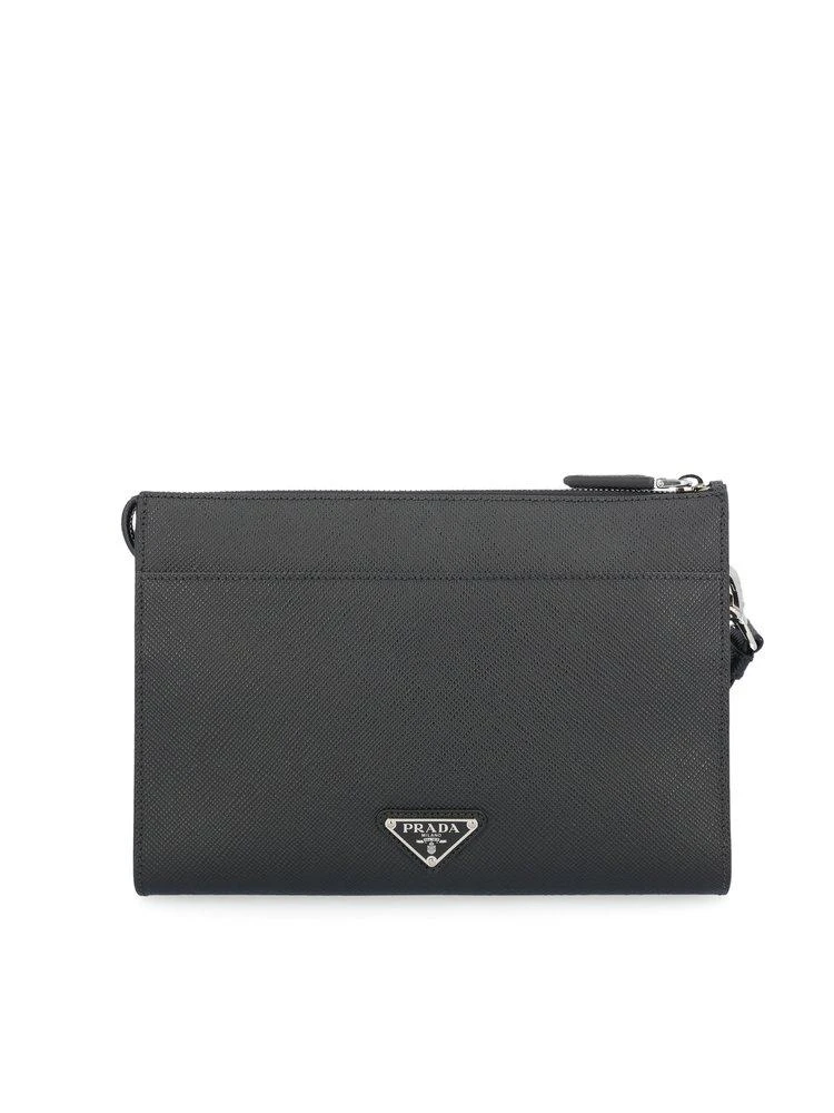商品Prada|Prada Logo Plaque Zipped Clutch Bag,价格¥11011,第1张图片