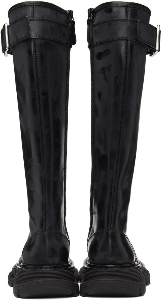 商品Alexander McQueen|Black Tread Lace-Up Tall Boots,价格¥6022,第4张图片详细描述