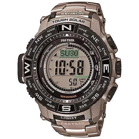 商品Casio|Casio Men's Pro Trek Triple Sensor Titanium Digital Atomic Solar Watch,价格¥2351,第1张图片