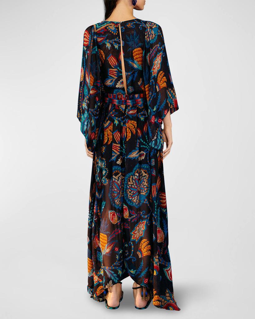Sunset Tapestry Asymmetric-Hem Kaftan Maxi Dress商品第3张图片规格展示