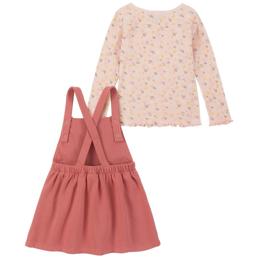商品Calvin Klein|Baby Girls Ribbed Print Jersey T-shirt and Fleece Apron Jumper with Diaper Cover, 2-Piece Set,价格¥404,第2张图片详细描述