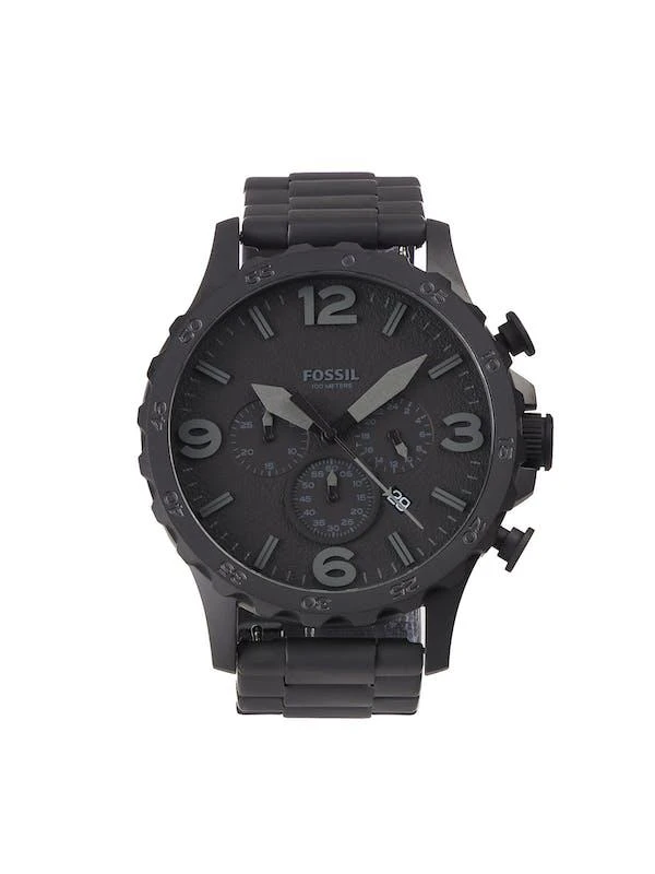 商品Fossil|Fossil Nate JR1401 Elegant Japanese Movement Fashionable Chronograph Black Stainless Steel Watch ONE SIZE,价格¥1088,第1张图片