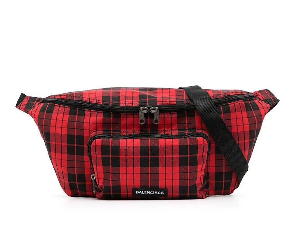商品Balenciaga|BALENCIAGA Plaid Print Logo Belt Bag,价格¥5168,第1张图片