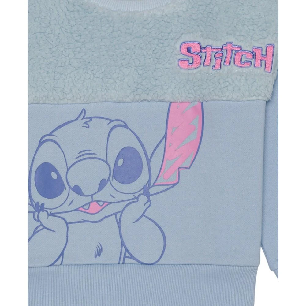商品Disney|Little Girls Stitch Long Sleeve Sherpa Fleece Pullover Sweatshirt,价格¥317,第3张图片详细描述