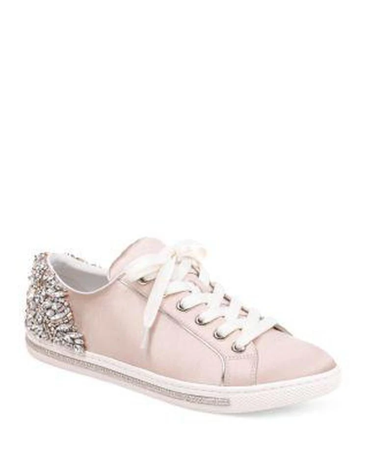 商品Badgley Mischka|Women's Shirley Embellished Satin Low Top Lace Up Sneakers,价格¥880,第1张图片