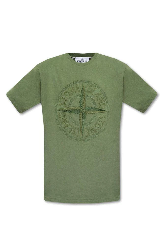 商品Stone Island|Stone Island Logo-Embroidered Crewneck T-Shirt,价格¥1535,第1张图片