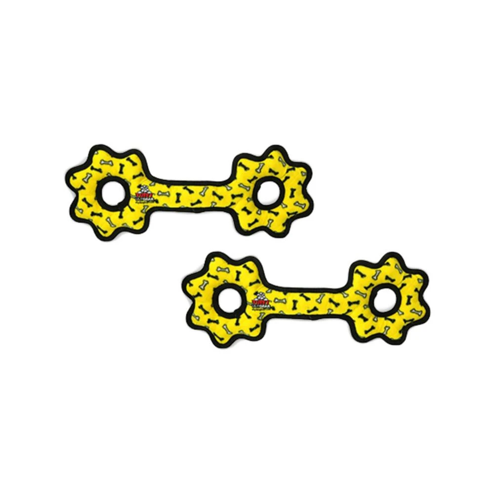 商品Tuffy|Ultimate Tug-O-Gear Yellow Bone, 2-Pack Dog Toys,价格¥215,第1张图片