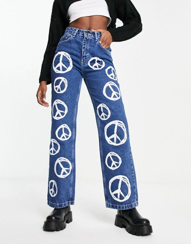 商品The Ragged Priest|The Ragged Priest relaxed jeans in bleach heart print,价格¥277,第1张图片
