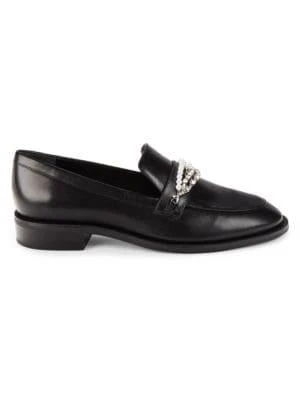 商品Stuart Weitzman|Embellished Leather Loafers,价格¥1803,第1张图片