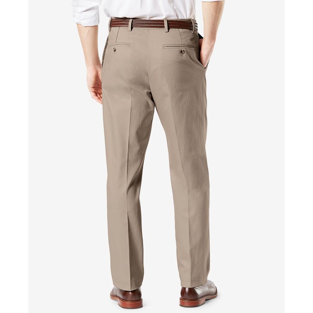 Men's Signature Lux Cotton Classic Fit Pleated Creased Stretch Khaki Pants商品第2张图片规格展示