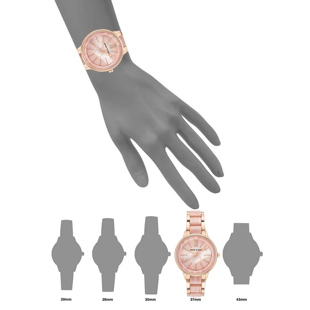 商品Anne Klein|Women's Rose Gold-Tone & Pink Marble Acrylic Bracelet Watch 37mm,价格¥422,第4张图片详细描述