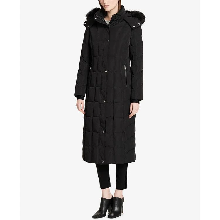 商品Calvin Klein|Faux-Fur-Trimmed Hooded Maxi Puffer Coat,价格¥1197,第1张图片