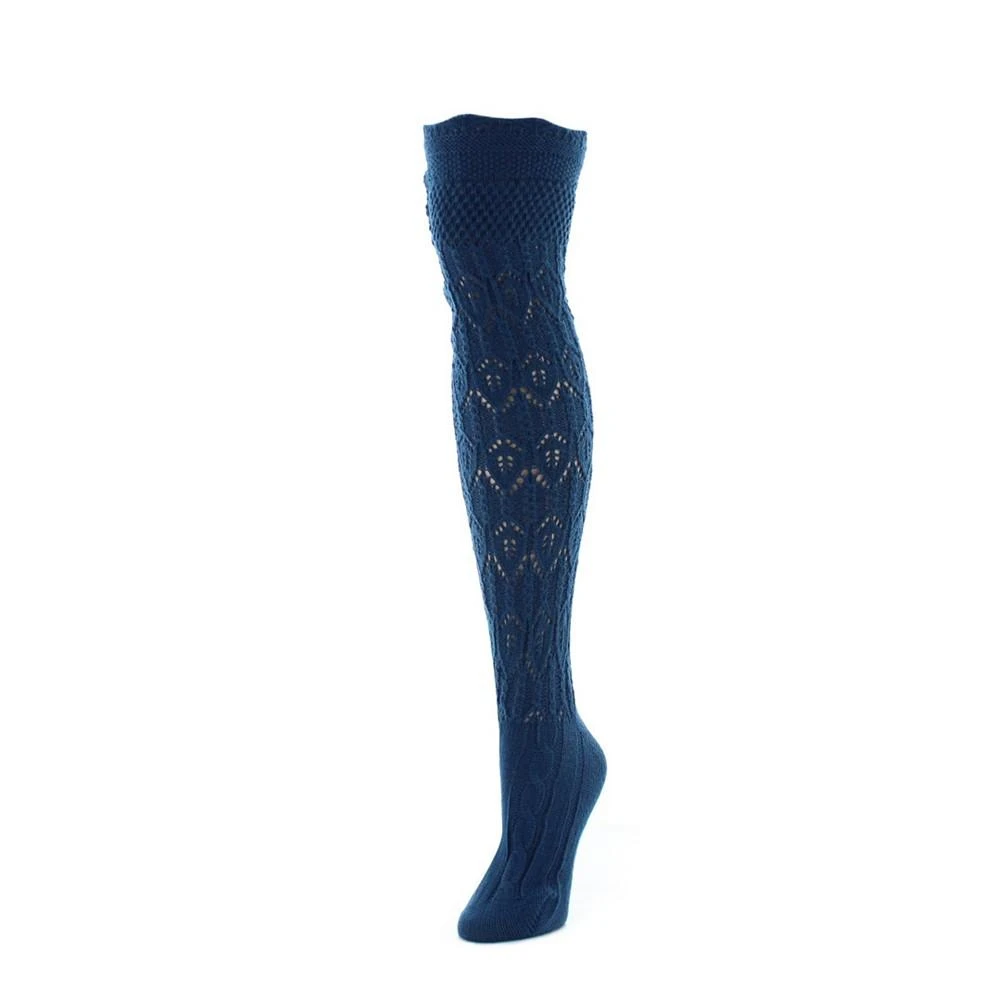 商品Memoi|Women's Diamond Pointelle Chunky Knit Over-The-Knee Warm Socks,价格¥178,第1张图片详细描述